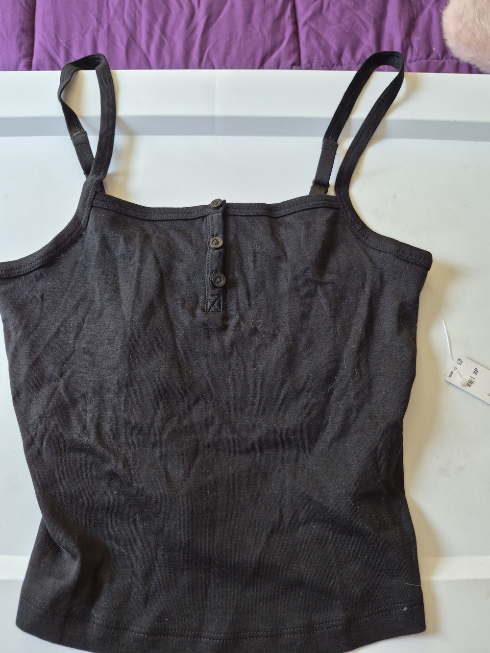 PINK Victoria's Secret Black Ribbed Button-Front Cami